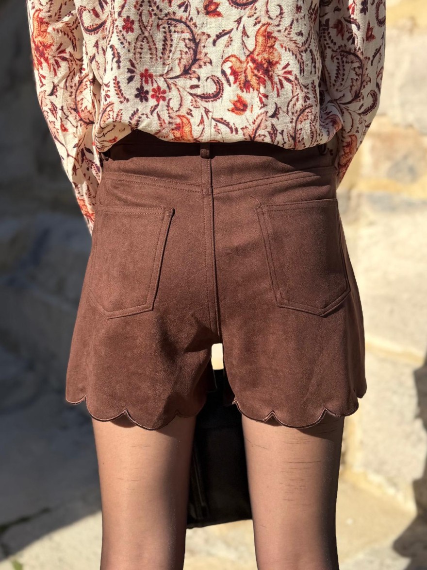 Short Effet Velours Kilky Femme Finition Festonnée | Marina & Paloma