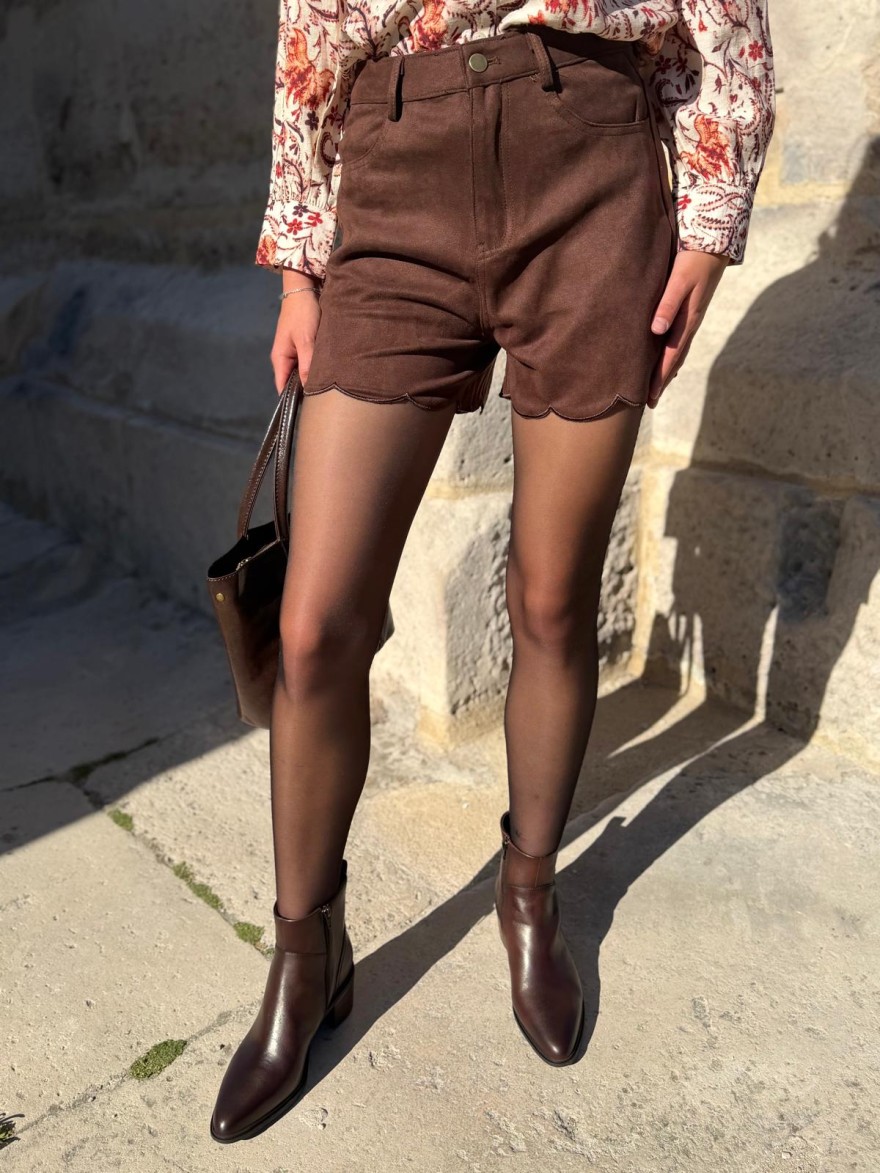Short Effet Velours Kilky Femme Finition Festonnée | Marina & Paloma