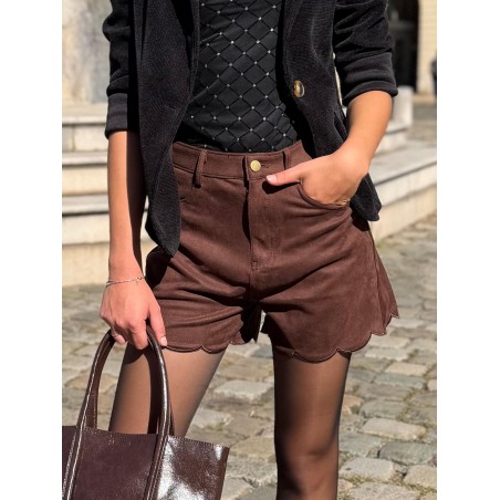 Short Effet Velours Kilky Femme Finition Festonnée | Marina & Paloma