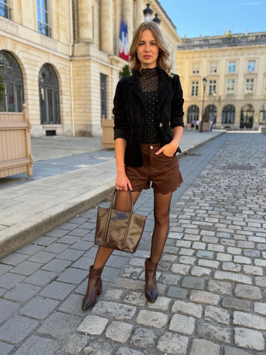 Short Effet Velours Kilky Femme Finition Festonnée | Marina & Paloma
