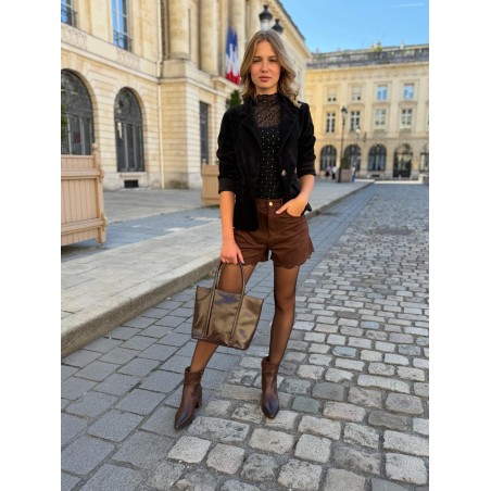Short Effet Velours Kilky Femme Finition Festonnée | Marina & Paloma