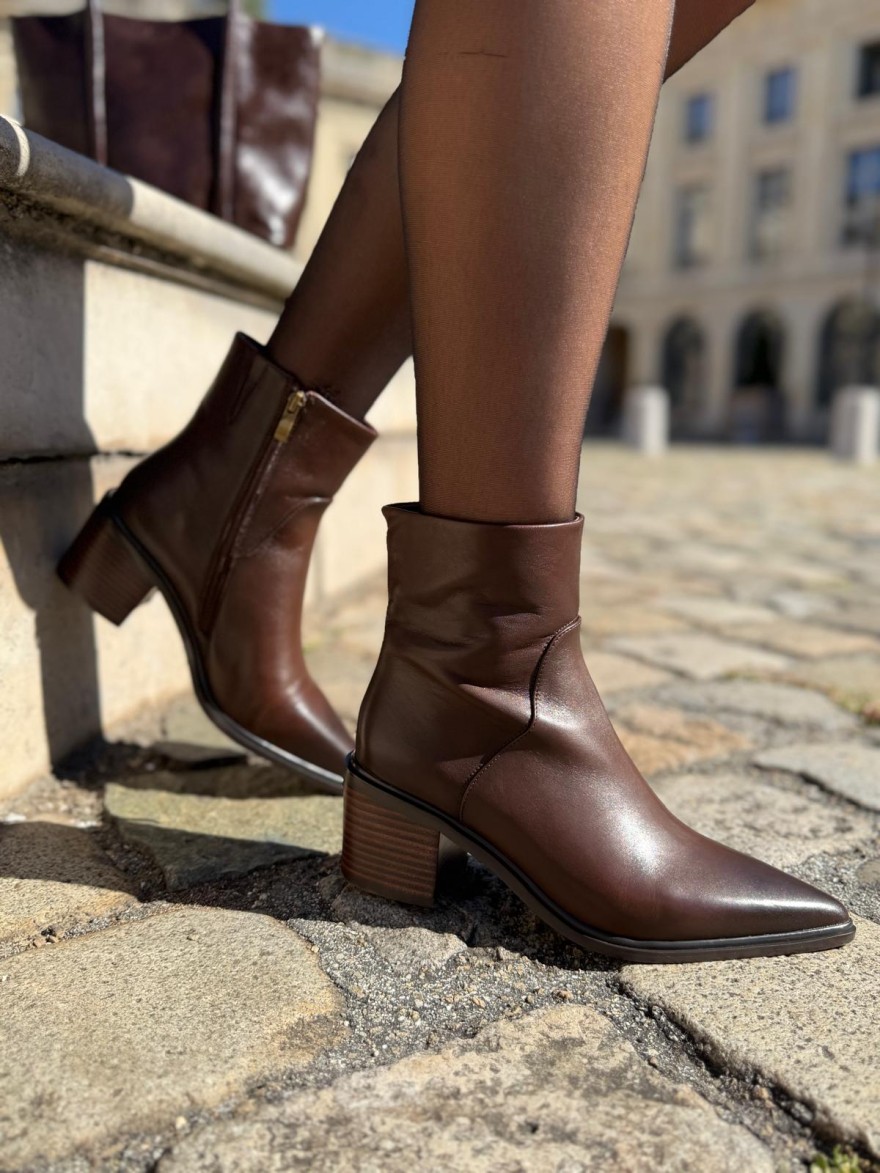 Bottine Fugitive Pulco Marron Noisette Talon 6 cm | Marina & Paloma