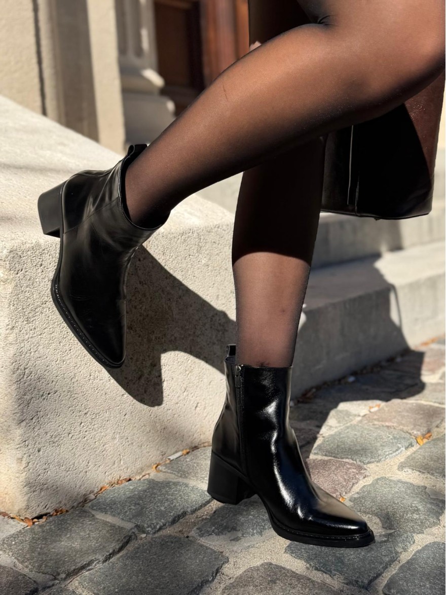 Bottine à Talon Dorking Tess D9822 Noire – Bout Pointu | Marina & Paloma