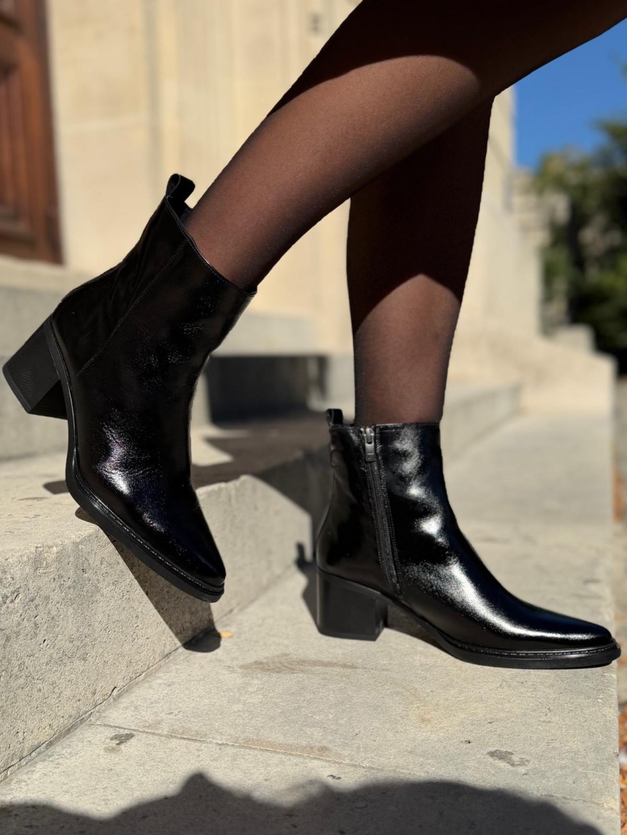 Bottine à Talon Dorking Tess D9822 Noire – Bout Pointu | Marina & Paloma