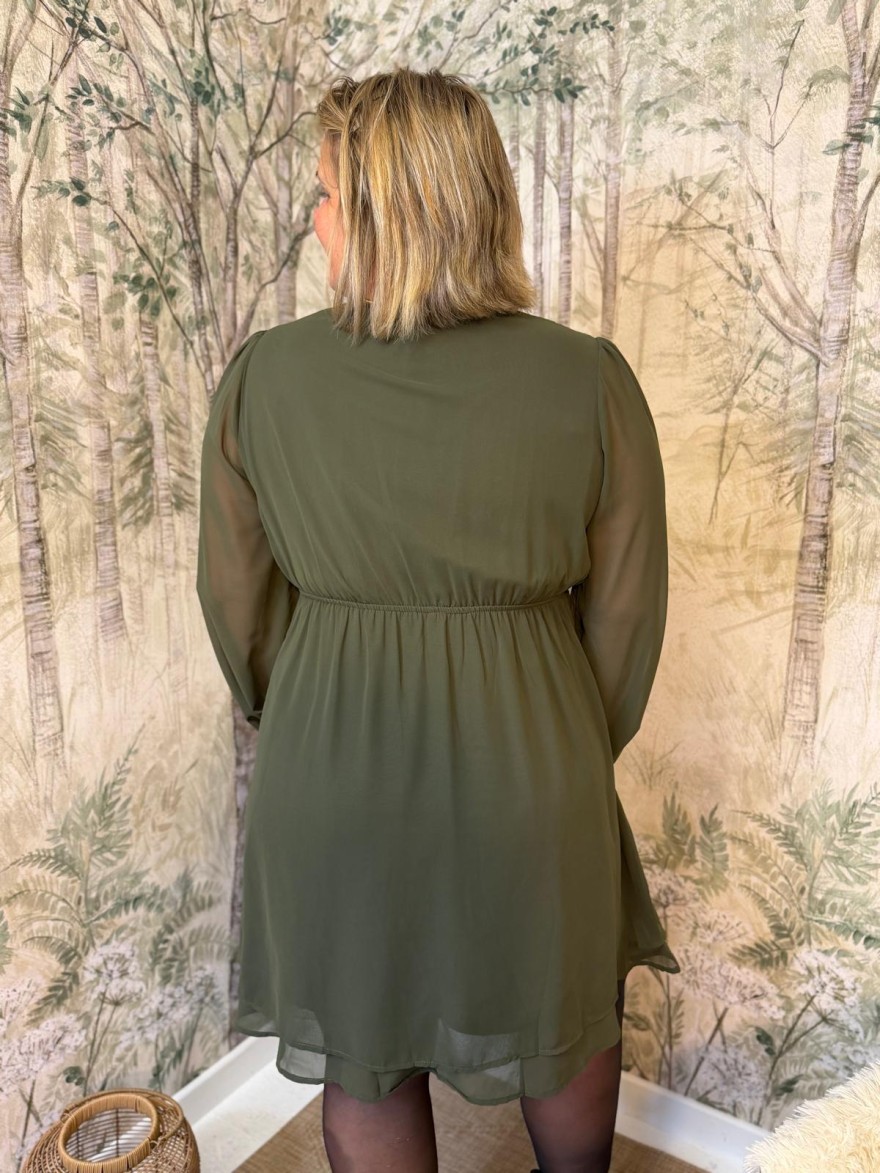 Robe By One Kaki Fluide Grande Taille à Effet Superposé | Marina & Paloma