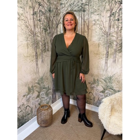 Robe By One Kaki Fluide Grande Taille à Effet Superposé | Marina & Paloma