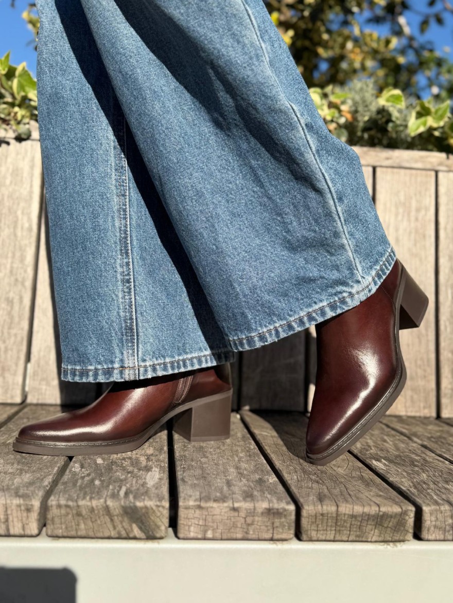 Bottine Dorking D9822 Marron Cuir Lisse & Talon 6,5 cm | Marina & Paloma
