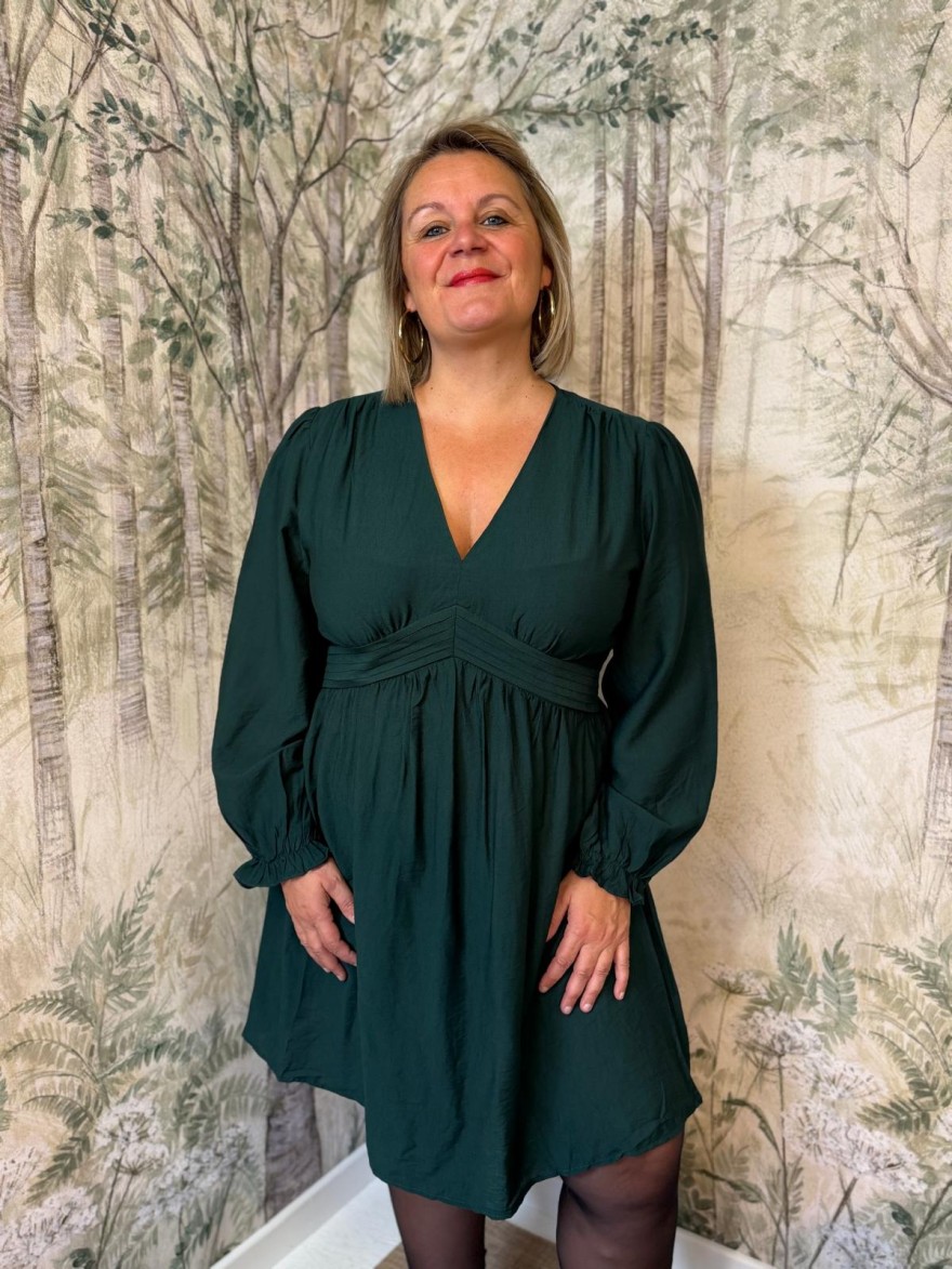 Robe Maelle Unie Grande Taille Col V Femme | Marina & Paloma