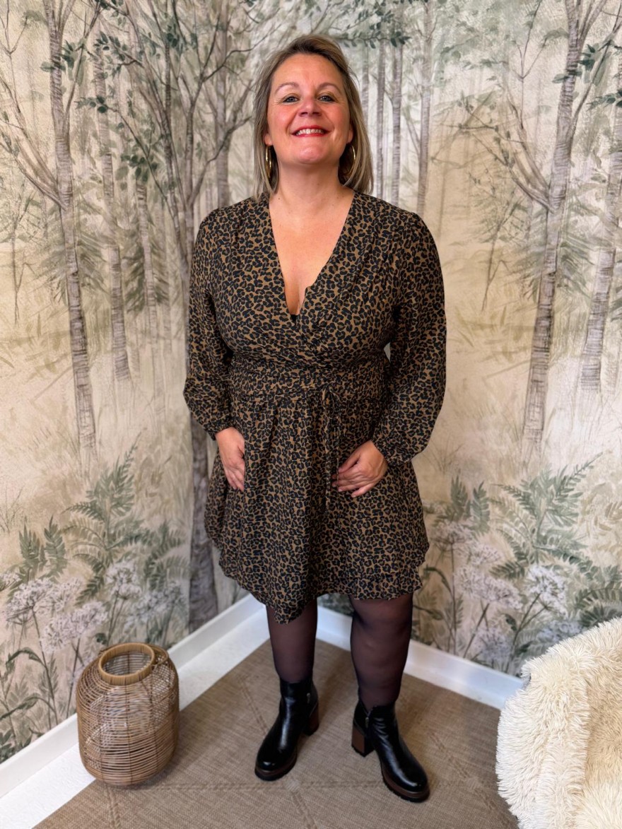 Robe Léopard Maelle Grande Taille Cache-Cœur | Marina & Paloma