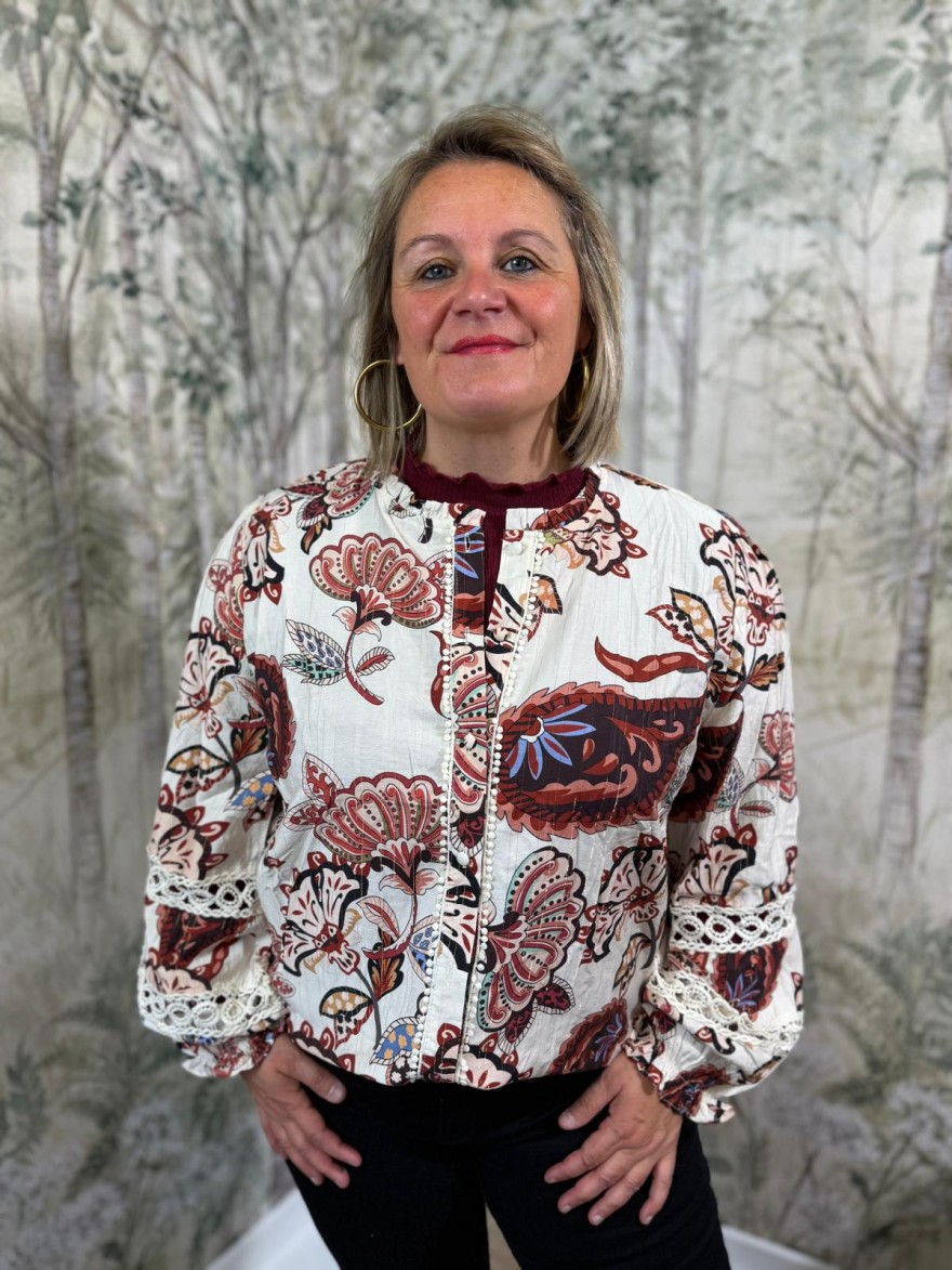 Chemise Maelle Imprimé Bordeaux Grande Taille | Marina & Paloma