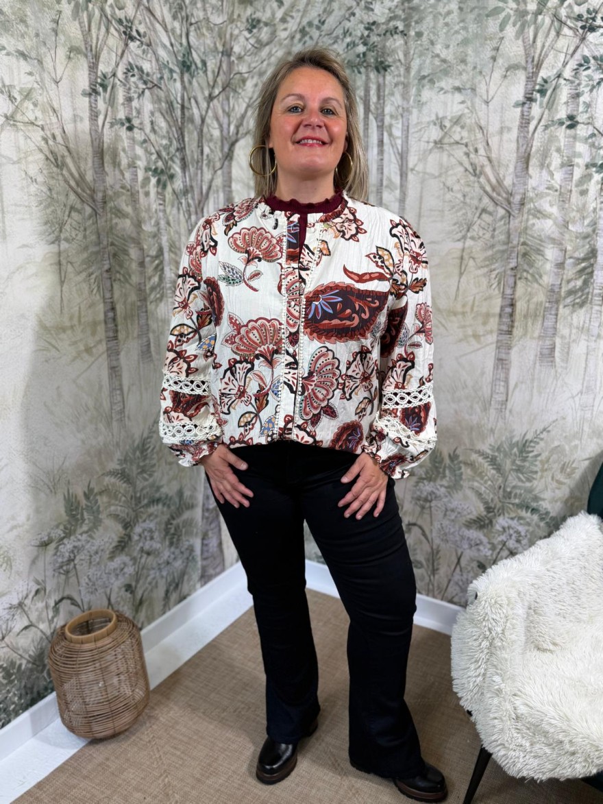 Chemise Maelle Imprimé Bordeaux Grande Taille | Marina & Paloma