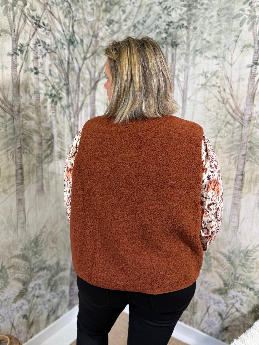 Gilet Sans Manche Brique Maelle Grande Taille | Marina & Paloma