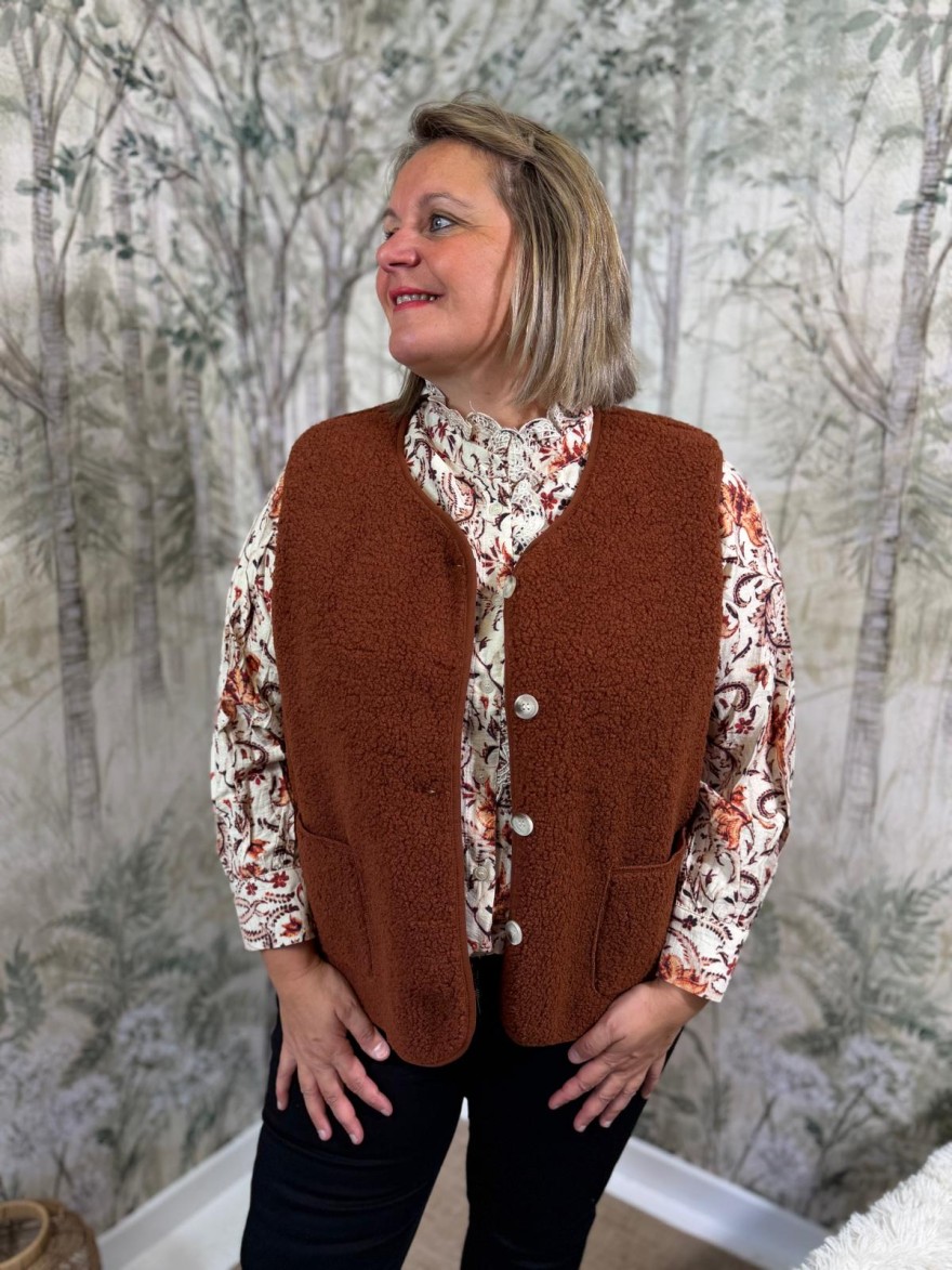 Gilet Sans Manche Brique Maelle Grande Taille | Marina & Paloma