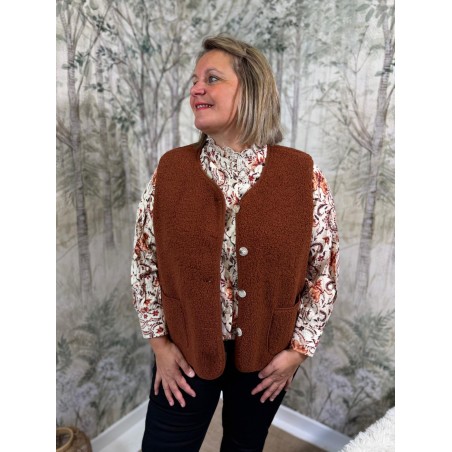 Gilet Sans Manche Brique Maelle Grande Taille | Marina & Paloma