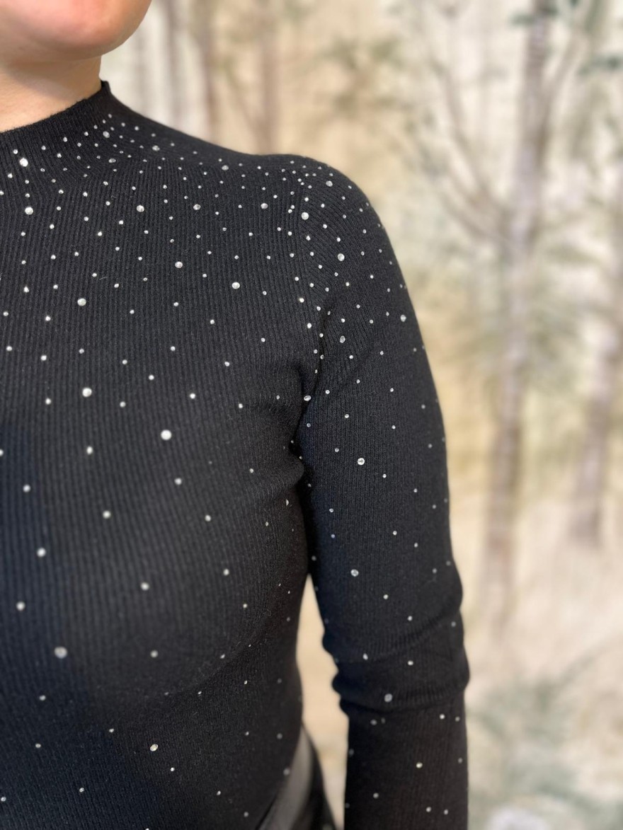 Pull Fin à Strass Moulant Kilky Femme Col Montant | Marina & Paloma