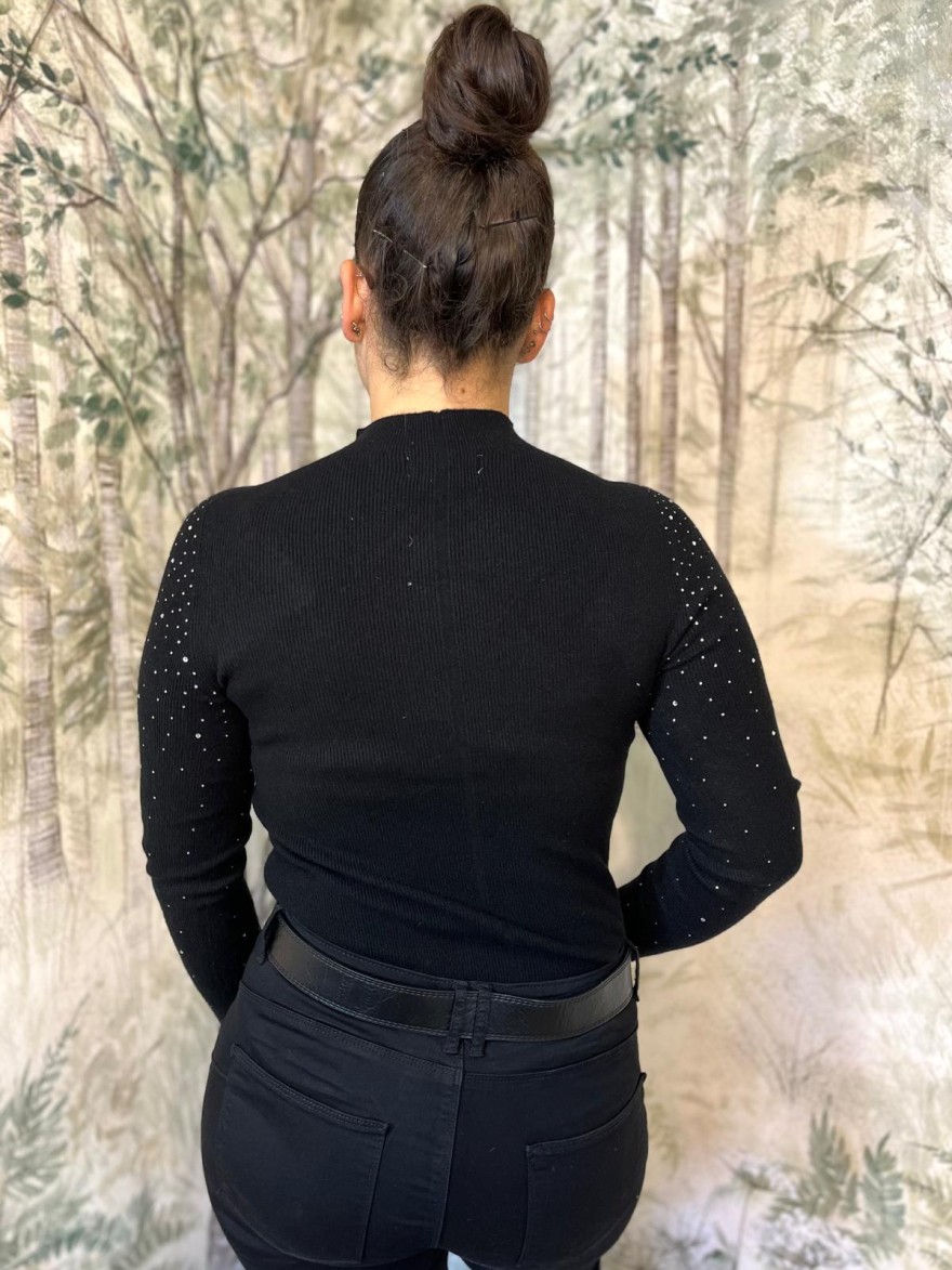 Pull Fin à Strass Moulant Kilky Femme Col Montant | Marina & Paloma