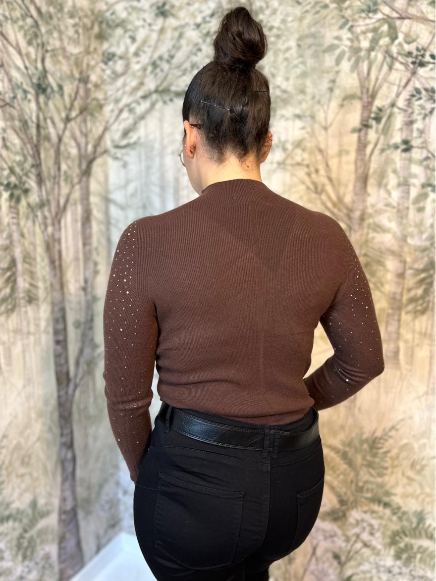 Pull Fin à Strass Moulant Kilky Femme Col Montant | Marina & Paloma