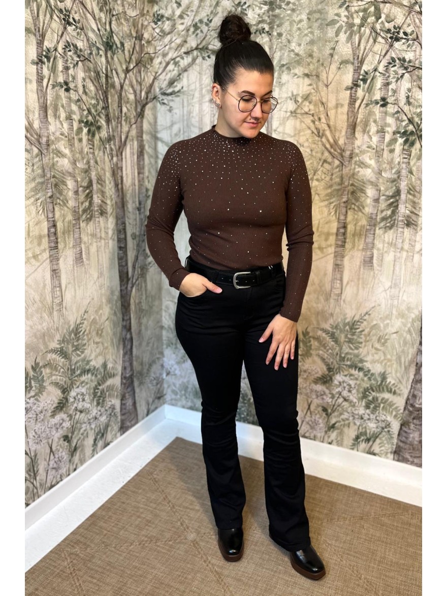Pull Fin à Strass Moulant Kilky Femme Col Montant | Marina & Paloma
