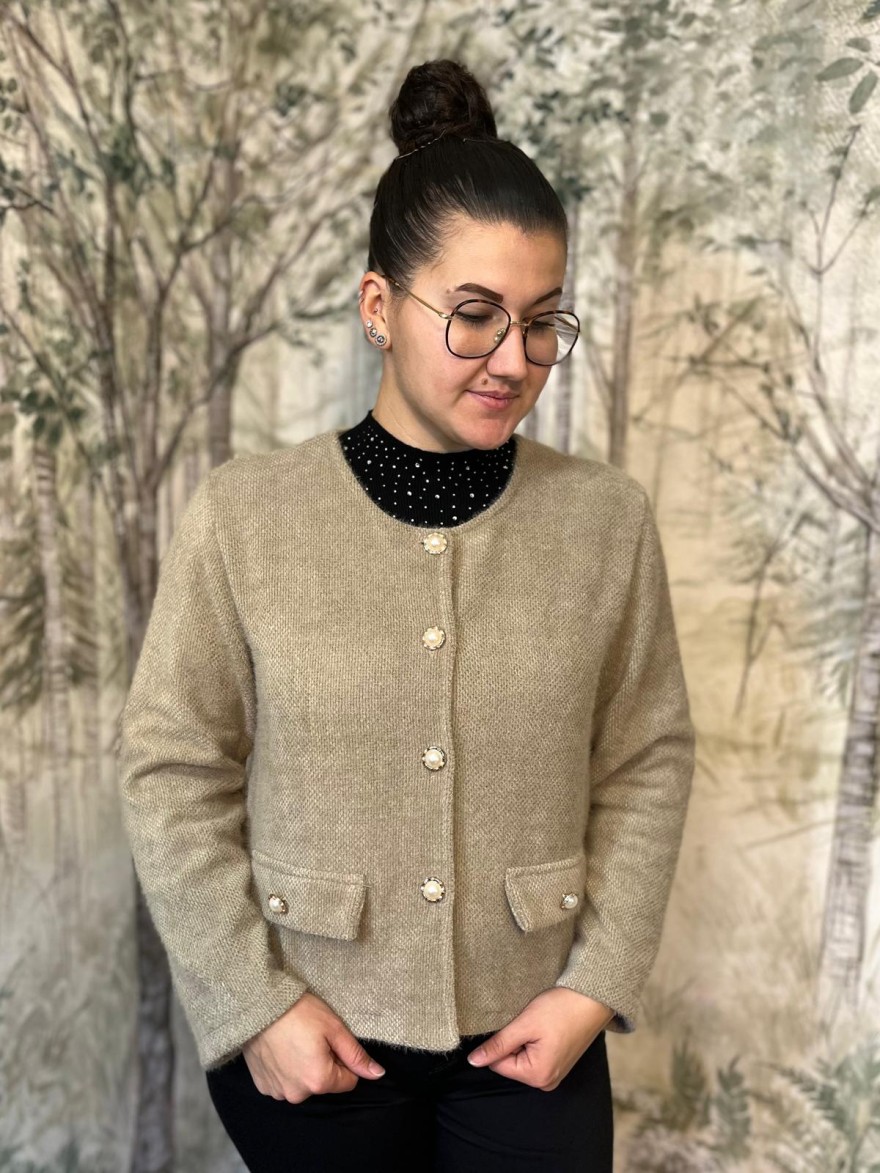 Veste Habillée Col Rond Femme Boutons Bijoux | Marina & Paloma