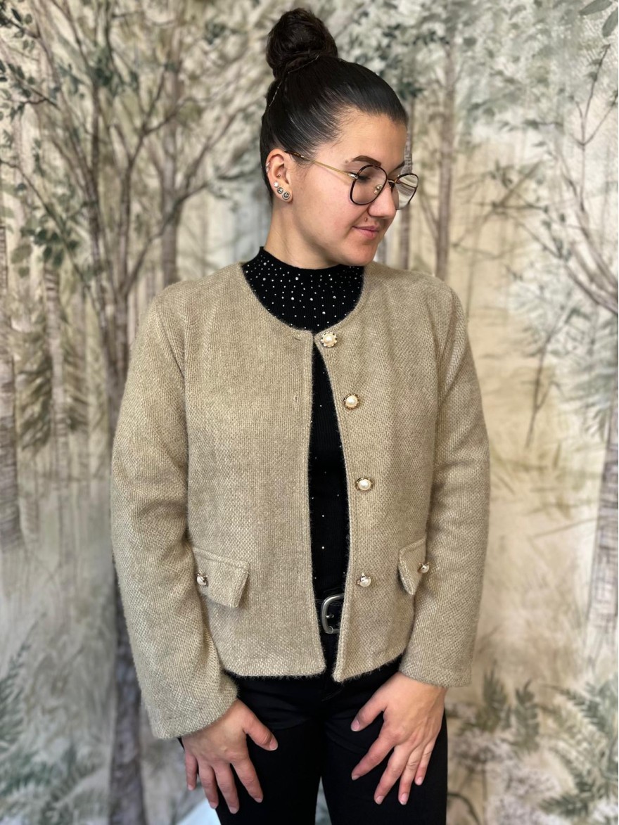 Veste Habillée Col Rond Femme Boutons Bijoux | Marina & Paloma
