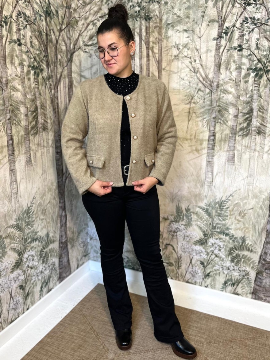 Veste Habillée Col Rond Femme Boutons Bijoux | Marina & Paloma