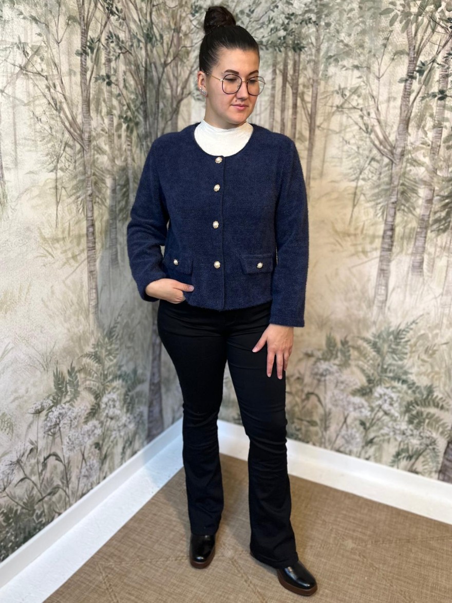 Veste Habillée Col Rond Femme Boutons Bijoux | Marina & Paloma