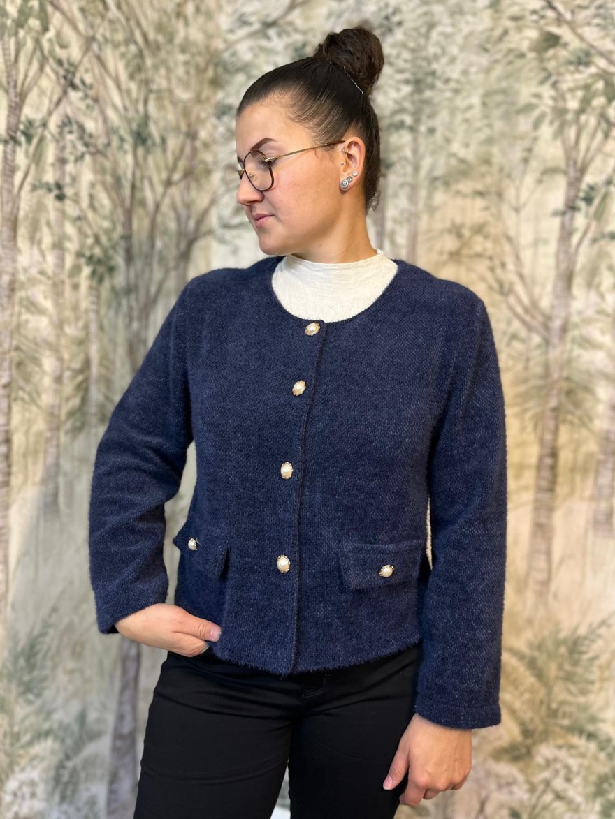 Veste Habillée Col Rond Femme Boutons Bijoux | Marina & Paloma