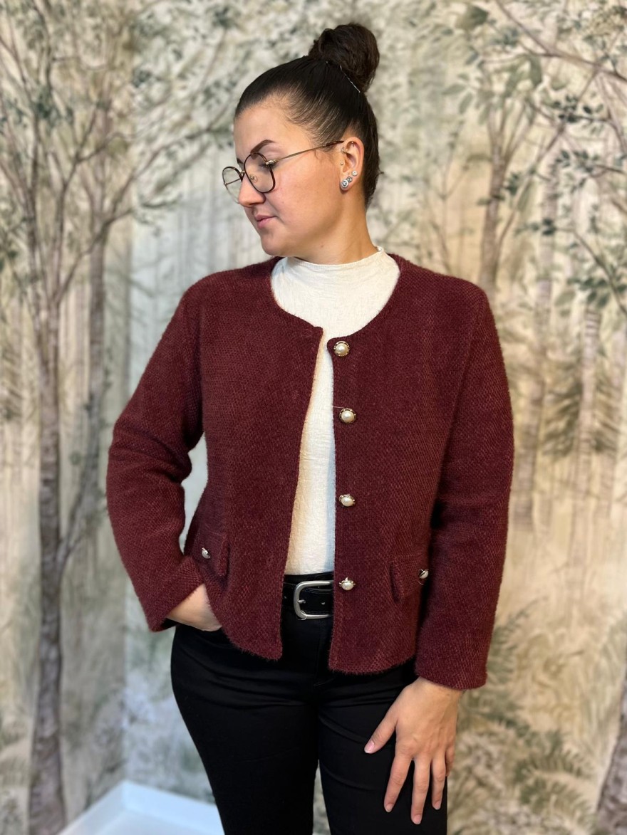 Veste Habillée Col Rond Femme Boutons Bijoux | Marina & Paloma