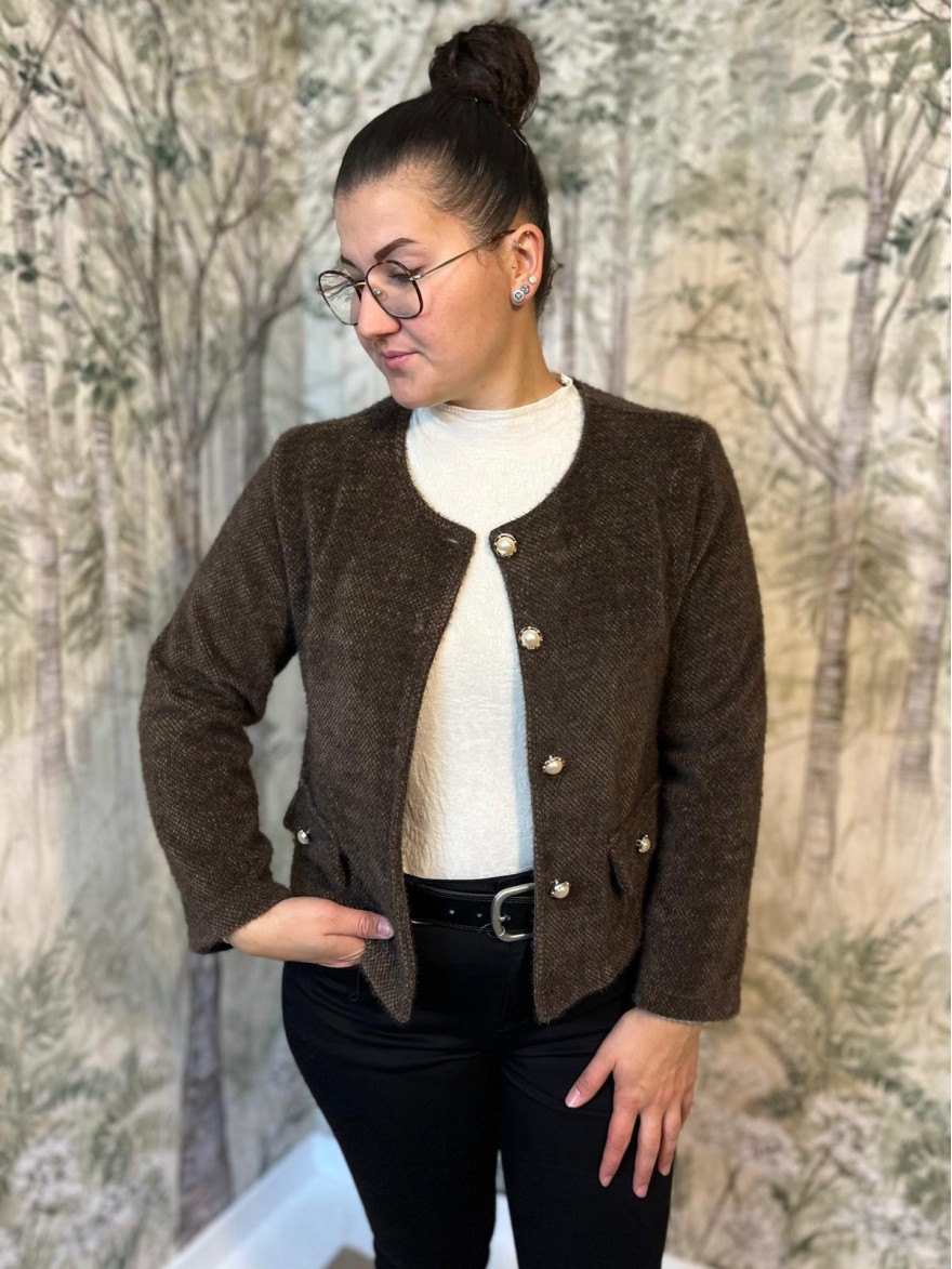 Veste Habillée Col Rond Femme Boutons Bijoux | Marina & Paloma