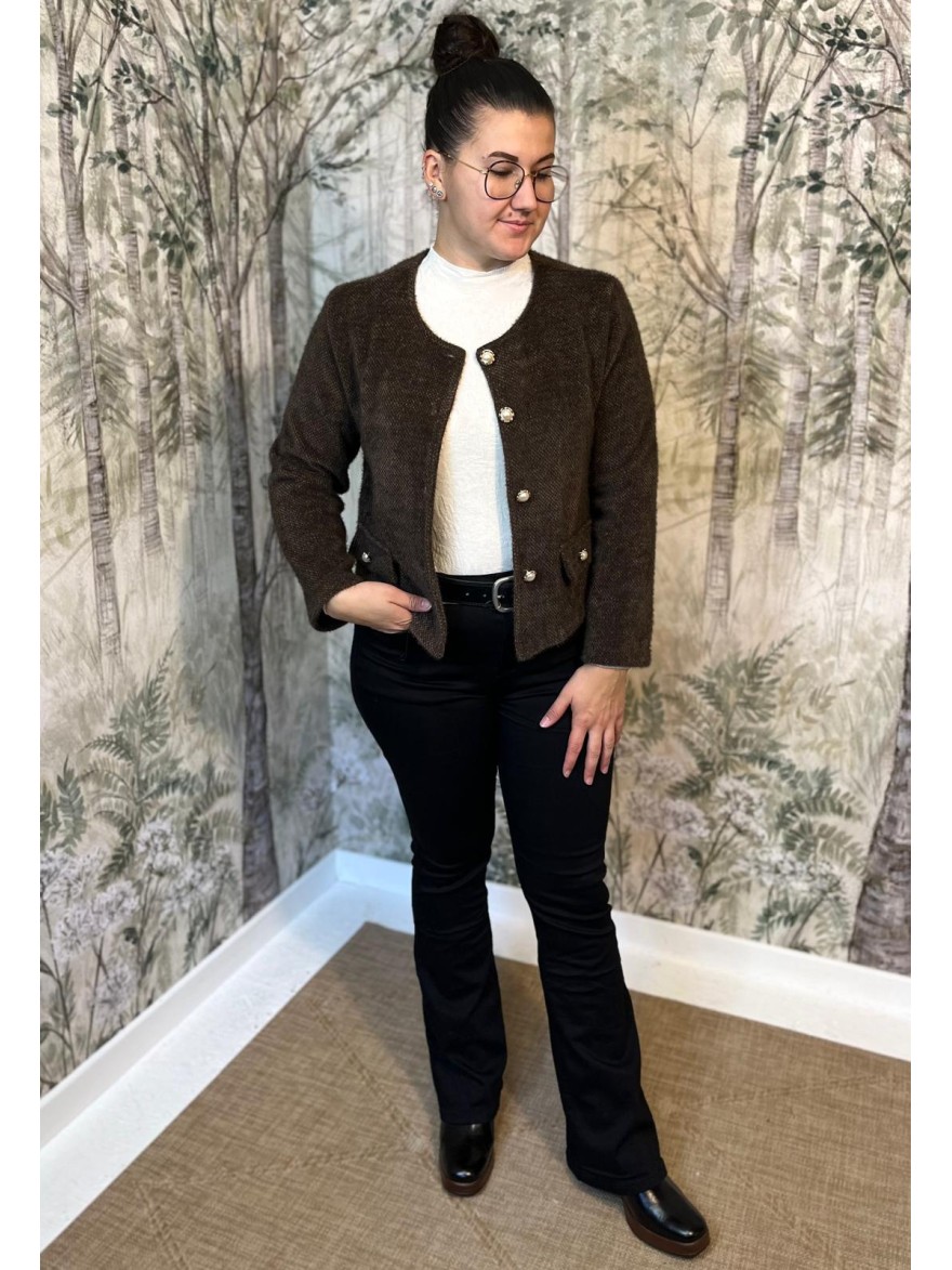 Veste Habillée Col Rond Femme Boutons Bijoux | Marina & Paloma