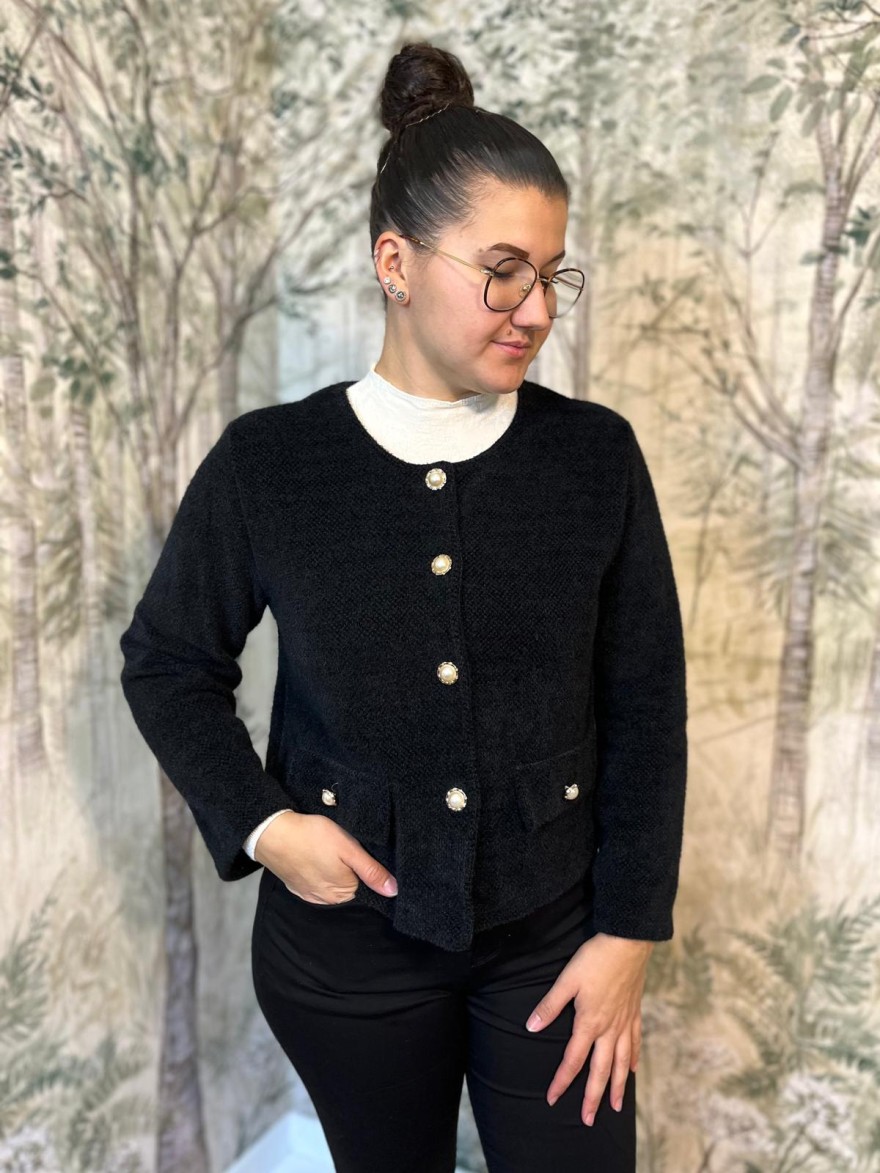 Veste Habillée Col Rond Femme Boutons Bijoux | Marina & Paloma