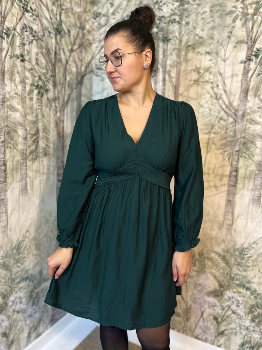 Robe Maelle Unie Manche Longue Évasée Femme | Marina & Paloma