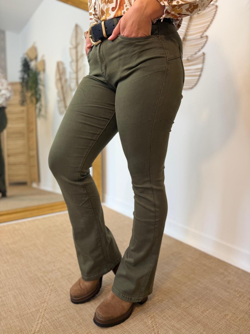 Jean flare vert kaki Norfy | Marina & Paloma