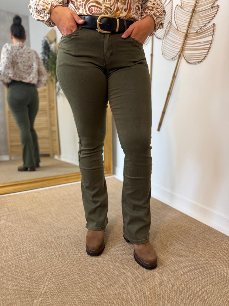 Jean flare vert kaki Norfy | Marina & Paloma