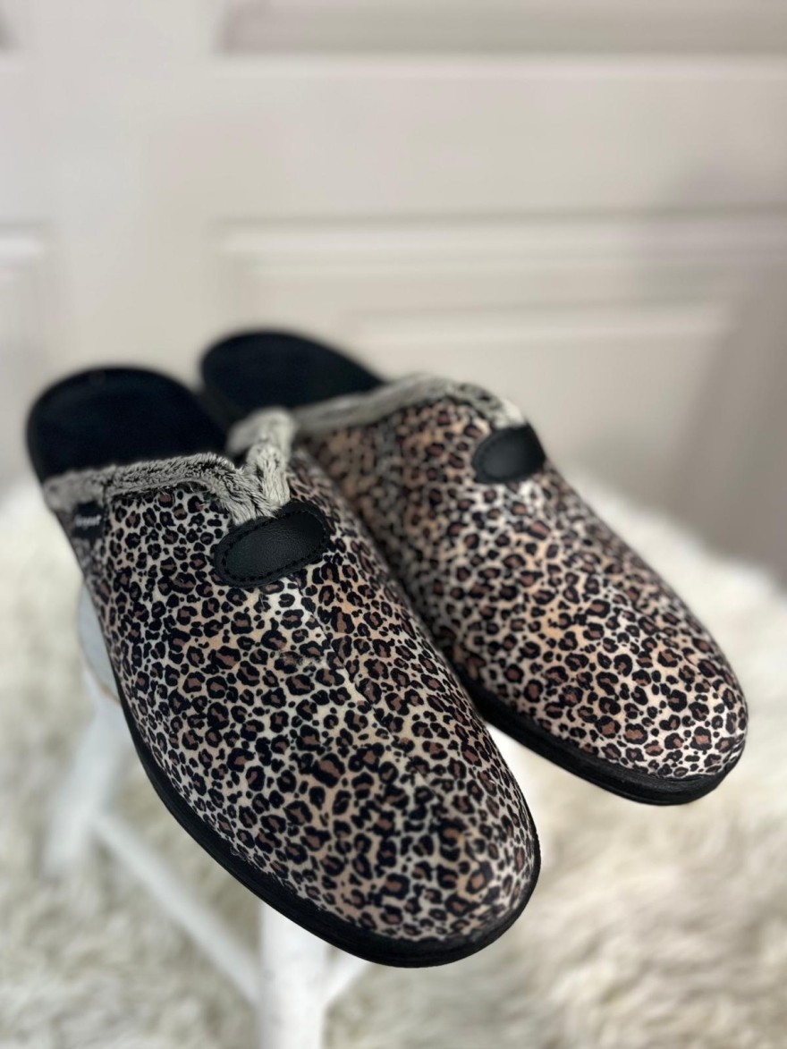 Chausson Mule Fargeot Vizir Léopard Compensé 4 cm | Marina & Paloma
