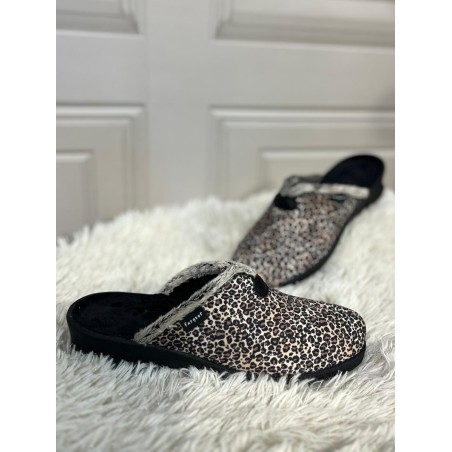 Chausson Mule Fargeot Vizir Léopard Compensé 4 cm | Marina & Paloma