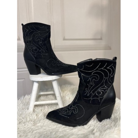 Bottine Tiag RXJ-322 Effet Velours à Paillettes – Talon 8 cm | Marina & Paloma