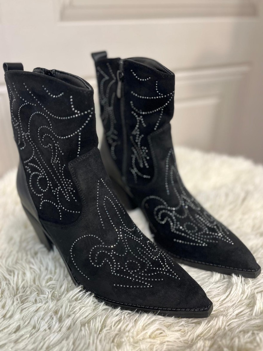 Bottine Tiag RXJ-322 Effet Velours à Paillettes – Talon 8 cm | Marina & Paloma