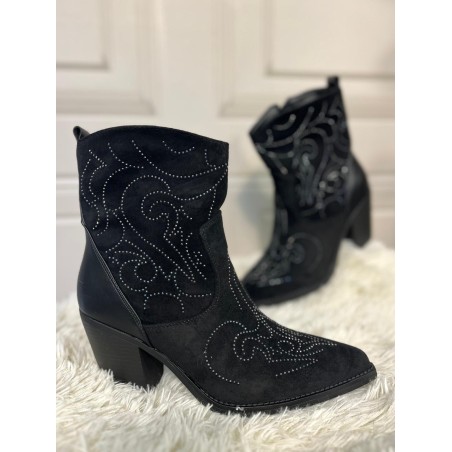 Bottine Tiag RXJ-322 Effet Velours à Paillettes – Talon 8 cm | Marina & Paloma