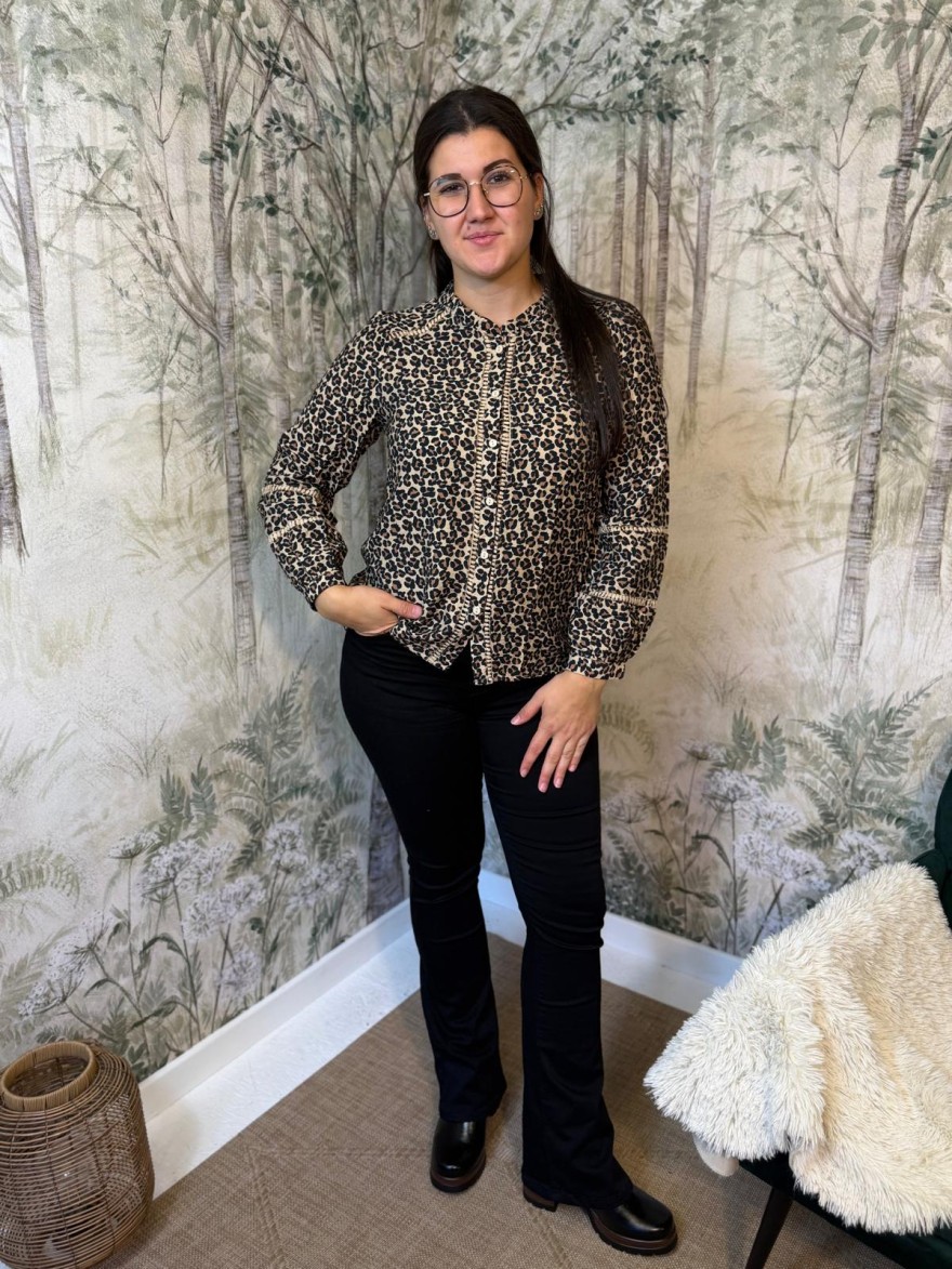 Chemise Maelle Léopard Femme Col Volanté | Marina & Paloma