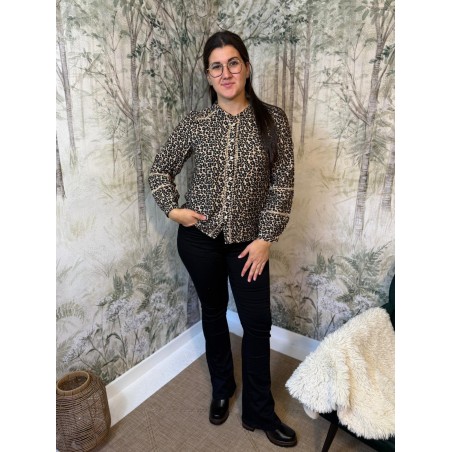 Chemise Maelle Léopard Femme Col Volanté | Marina & Paloma