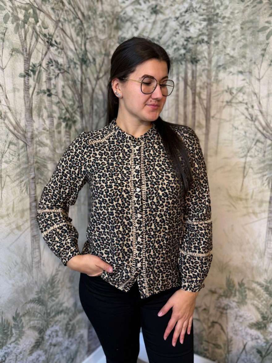 Chemise Maelle Léopard Femme Col Volanté | Marina & Paloma
