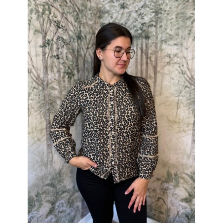 Chemise Maelle Léopard Femme Col Volanté | Marina & Paloma