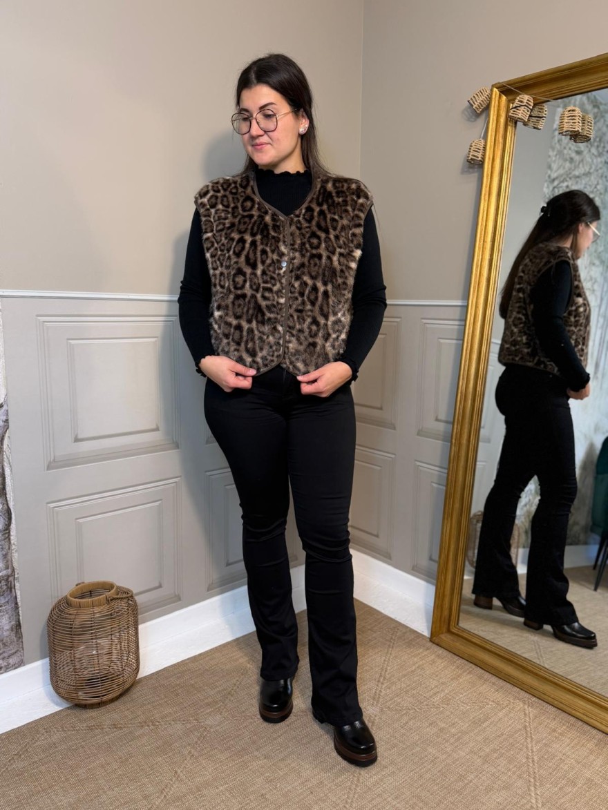 Gilet Sans Manche Léopard Effet Fourrure Kilky | Marina & Paloma