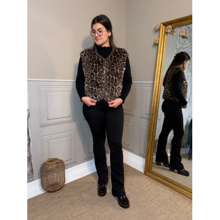 Gilet Sans Manche Léopard Effet Fourrure Kilky | Marina & Paloma