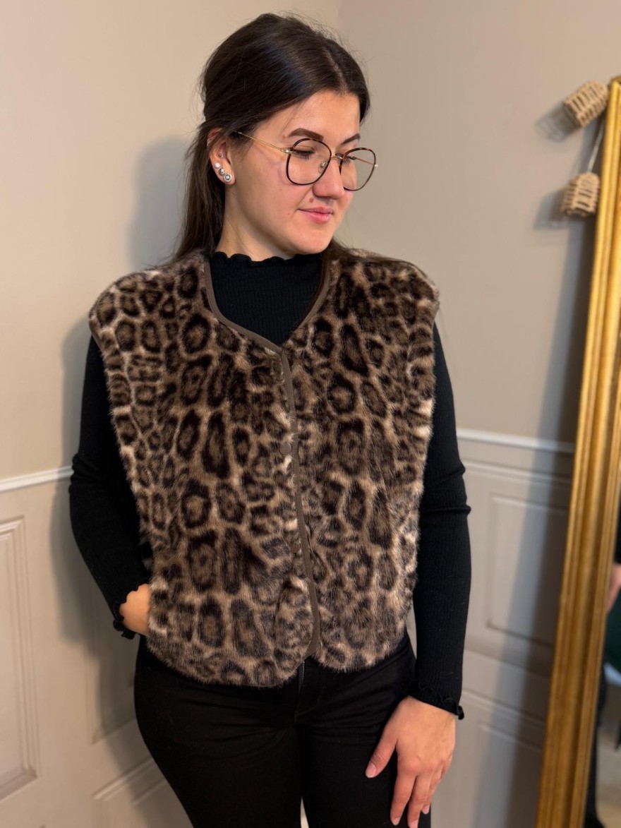 Gilet Sans Manche Léopard Effet Fourrure Kilky | Marina & Paloma
