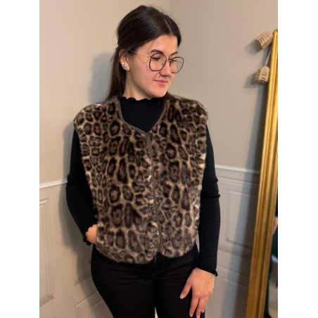 Gilet Sans Manche Léopard Effet Fourrure Kilky | Marina & Paloma