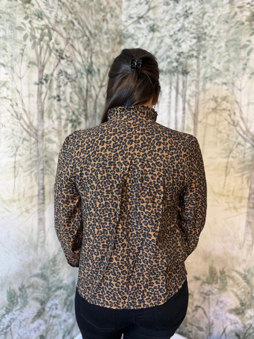 Chemise Maelle Léopard Femme à Détails Ajourés | Marina & Paloma