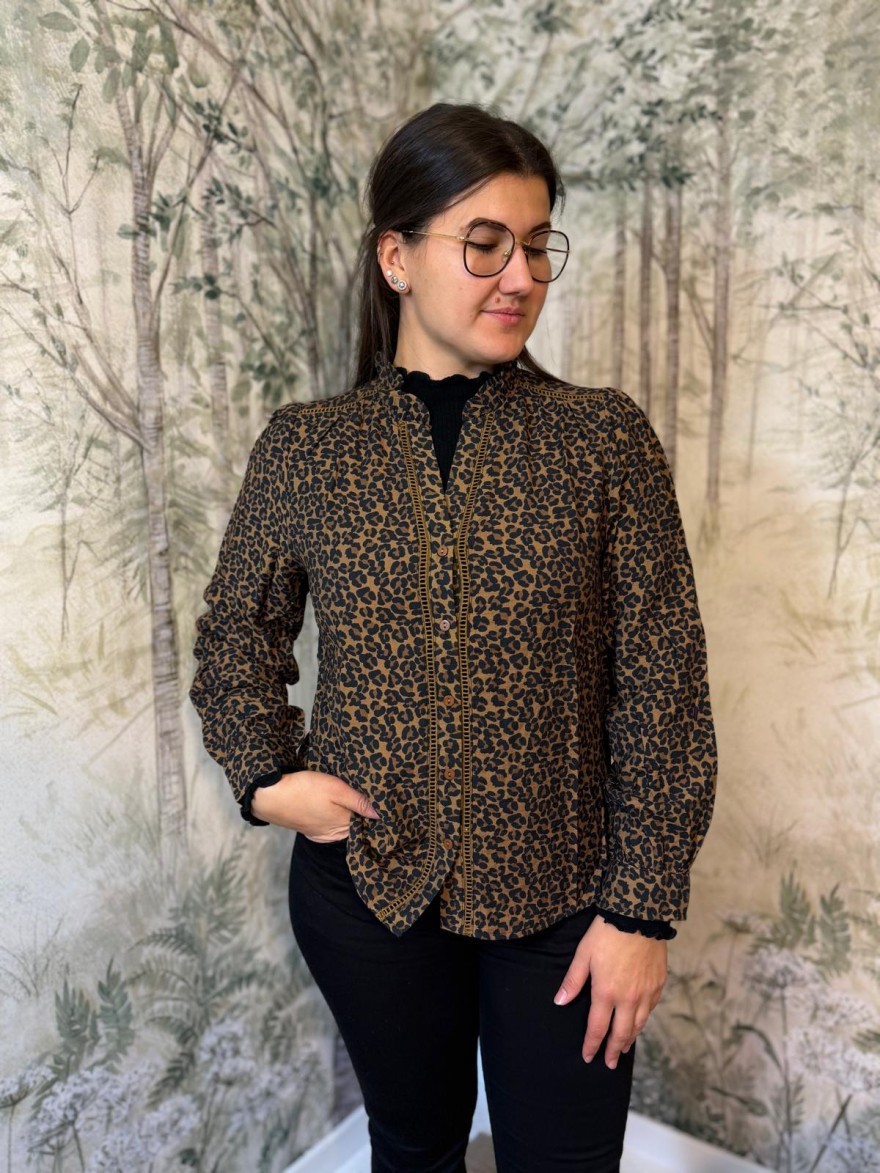 Chemise Maelle Léopard Femme à Détails Ajourés | Marina & Paloma
