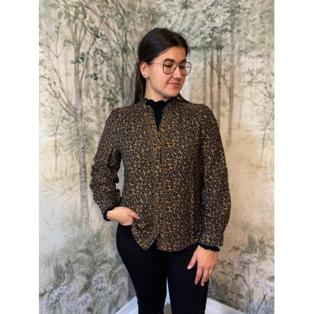 Chemise Maelle Léopard Femme à Détails Ajourés | Marina & Paloma